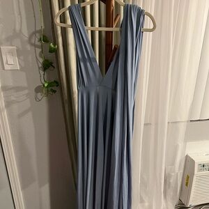 Blue Floor Length Bridesmaid Dress